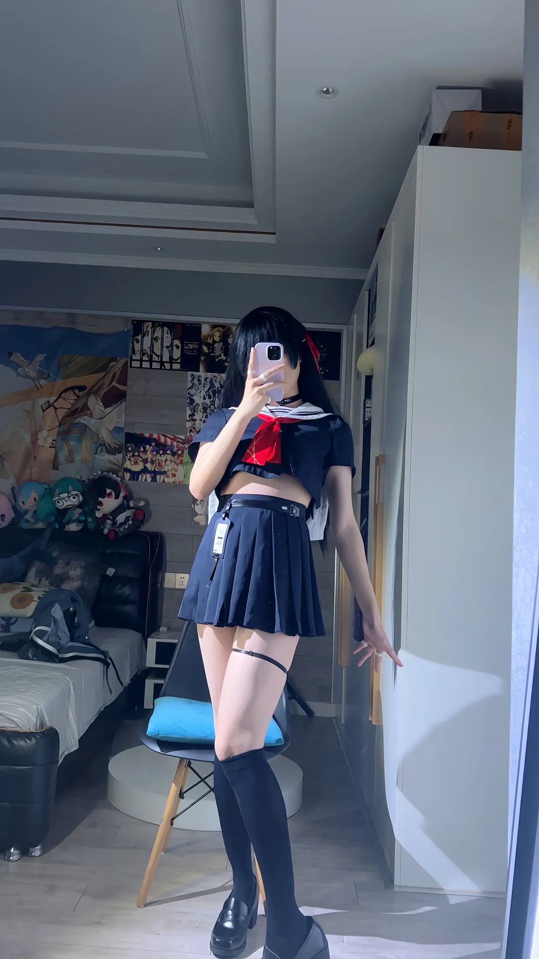 【朽叶家的千小妹cos】红色巨型武器与长筒袜的细节分享 - 第 3 张