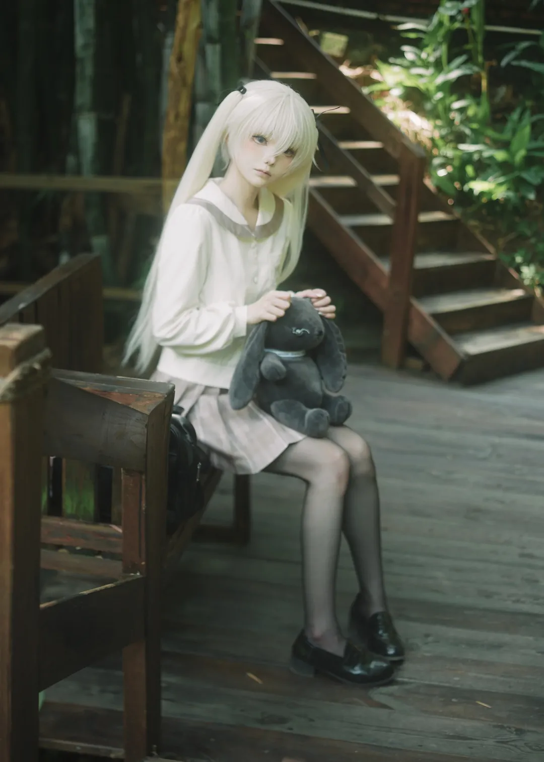 [Kasugano Sora cosplay] A Peaceful Moment in Yosuga no Sora: Capturing the Bamboo Forest Vibe by the Water - Image 1
