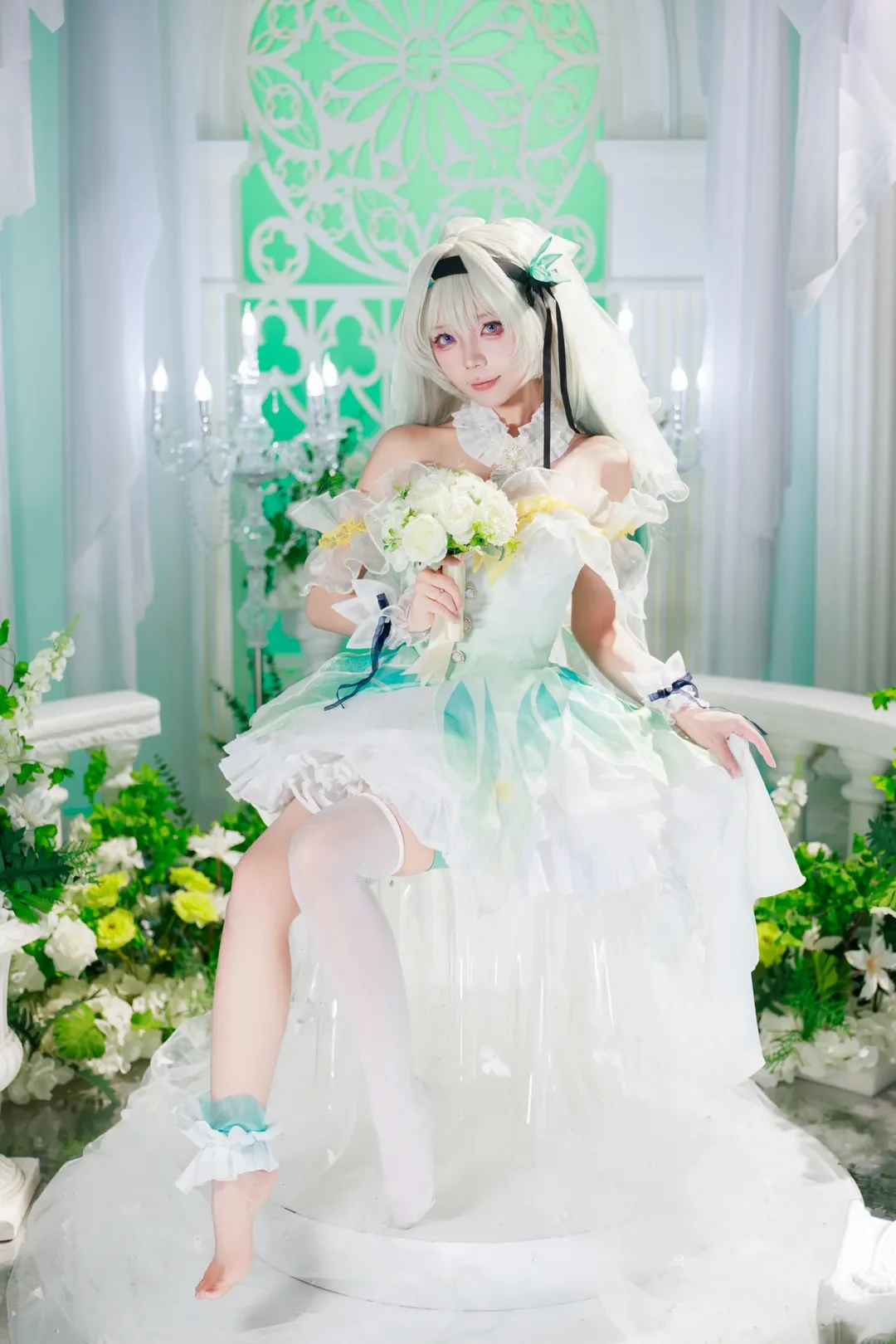 【流萤cos】崩坏星穹铁道，纯白花嫁与薄荷绿碰撞的视觉盛宴