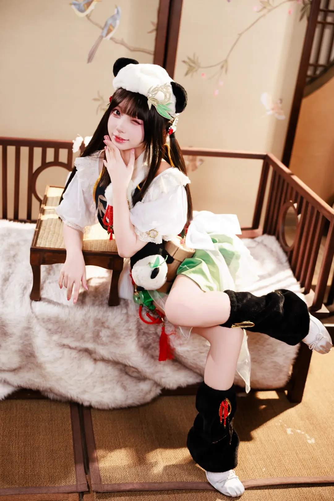 【竹间萌客cos】逆水寒里的毛茸茸熊猫少女