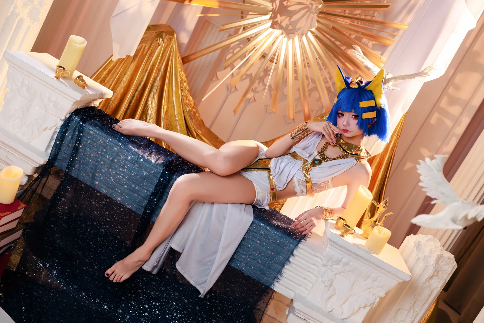 【cosplay】异域风蓝发造型，用镜头定格埃及猫的神圣感 - 第 1 张