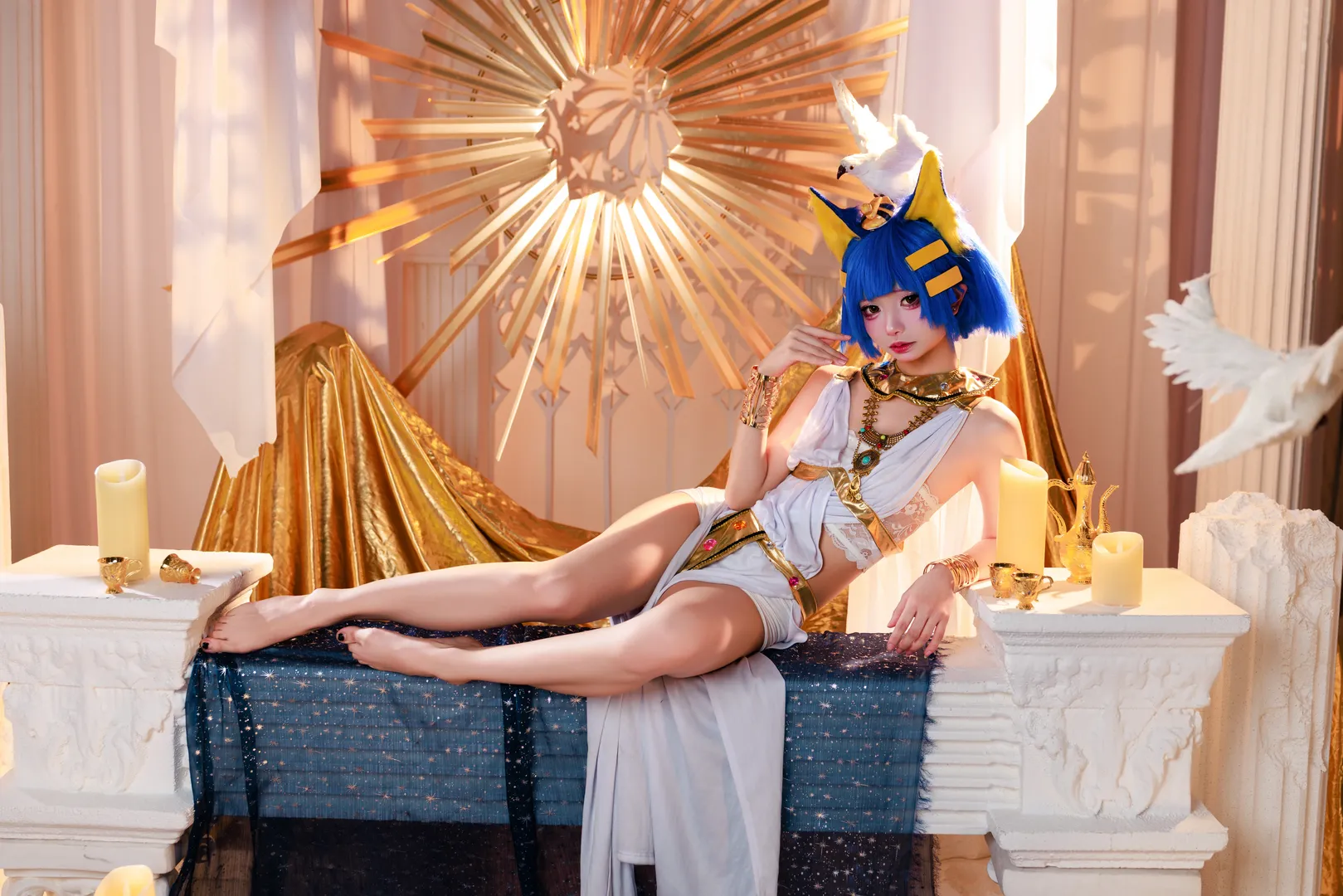 【cosplay】异域风蓝发造型，用镜头定格埃及猫的神圣感
