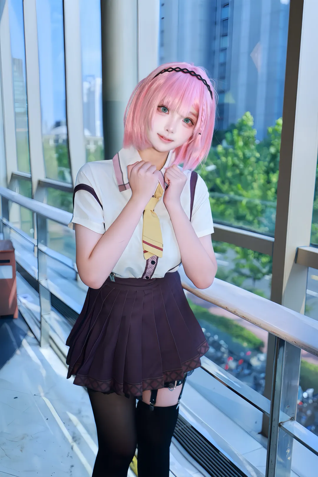 【谷风天音cos】天使纷扰的少女，玻璃幕墙前的随拍 - 第 5 张