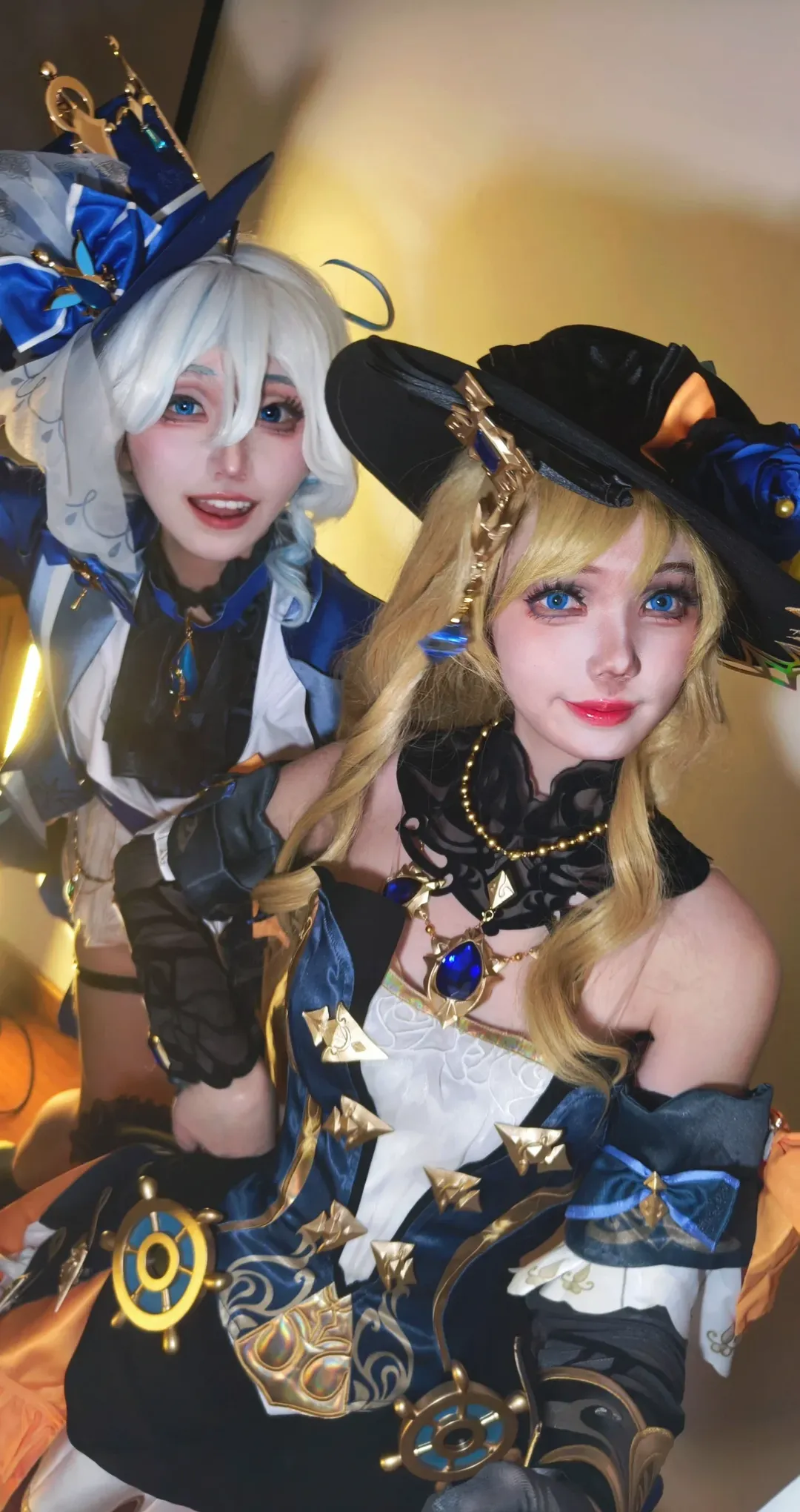 【原神】フリーナ コスプレ＆ナヴィア コスプレのメイクテスト記録、友人と楽しむおうちスタイリング - 1 枚目