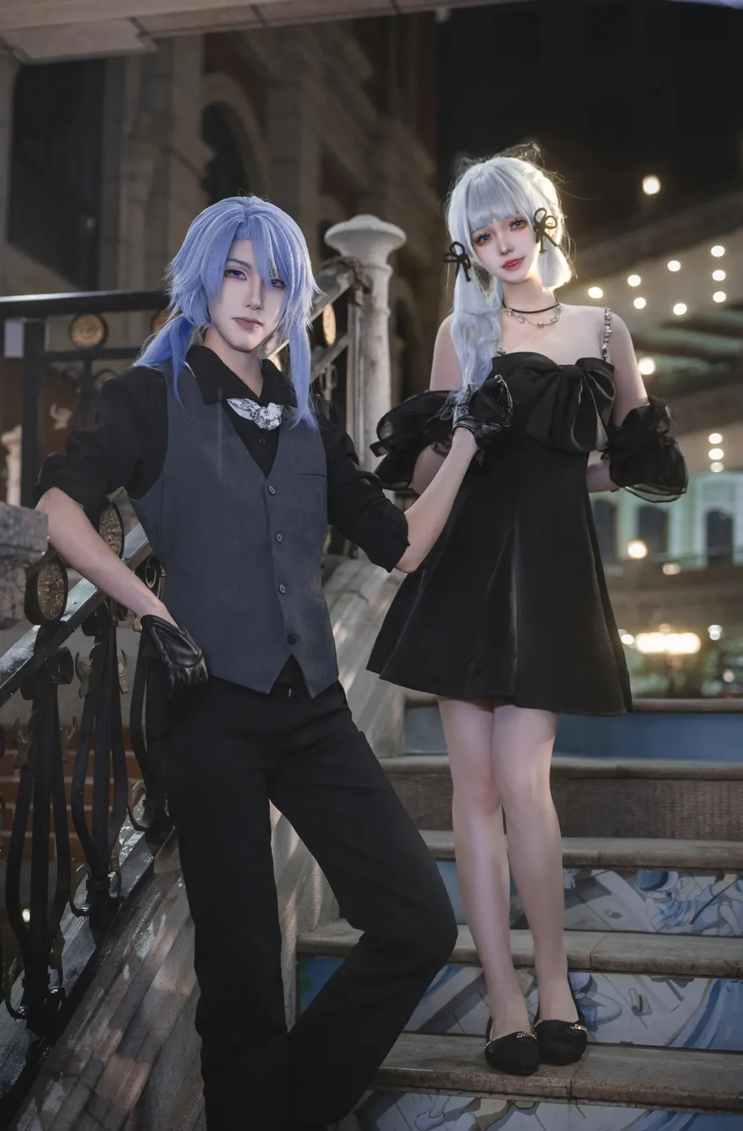【神里绫华cos】原神神里兄妹与崩坏星穹铁道兄妹的雨夜合影