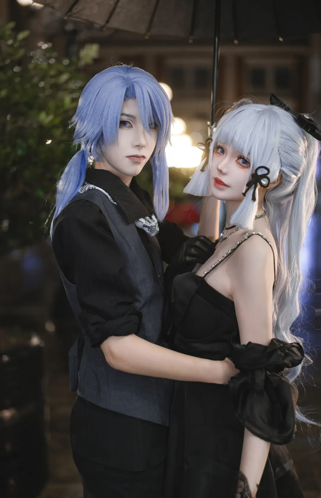 【Kamisato Ayaka cosplay】A Rainy Night Photo Shoot with Genshin Impact's Kamisato Siblings and Honkai: Star Rail's Siblings - Image 3