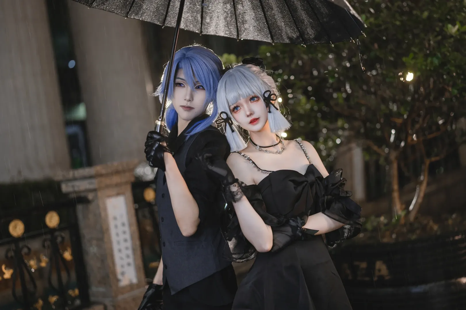 【Kamisato Ayaka cosplay】A Rainy Night Photo Shoot with Genshin Impact's Kamisato Siblings and Honkai: Star Rail's Siblings - Image 4