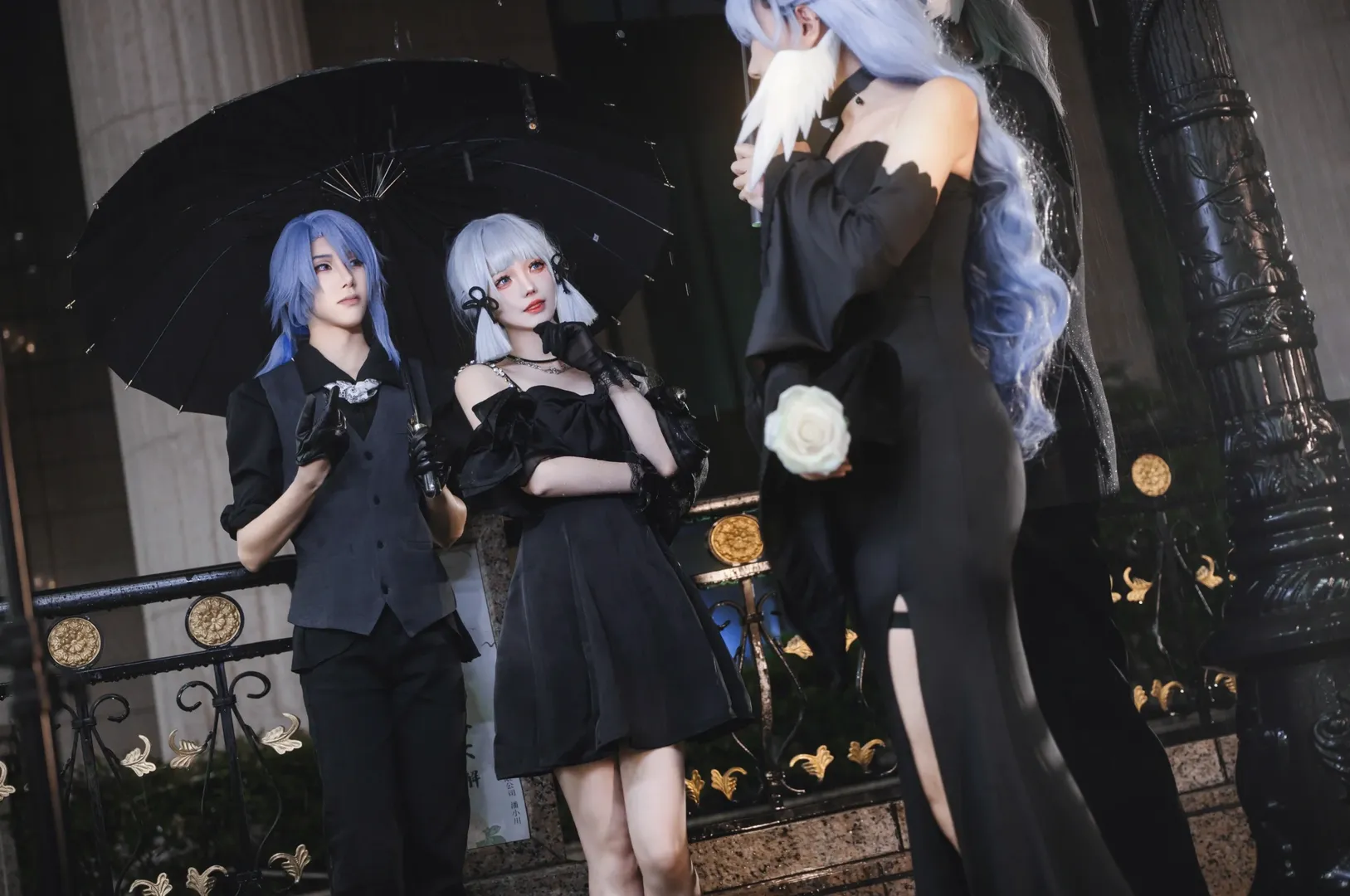 【Kamisato Ayaka cosplay】A Rainy Night Photo Shoot with Genshin Impact's Kamisato Siblings and Honkai: Star Rail's Siblings - Image 5