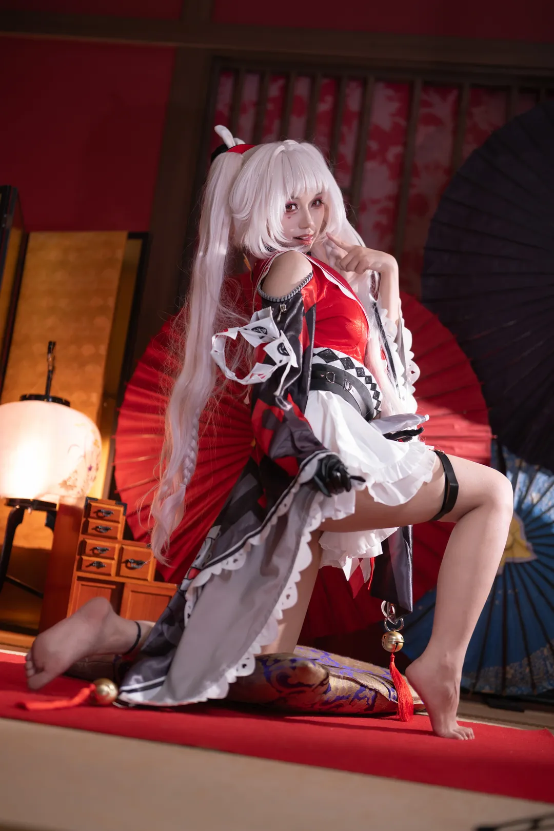 【火花cos】崩坏星穹铁道，和风兔耳红白双马尾的拍摄记录 - 第 1 张