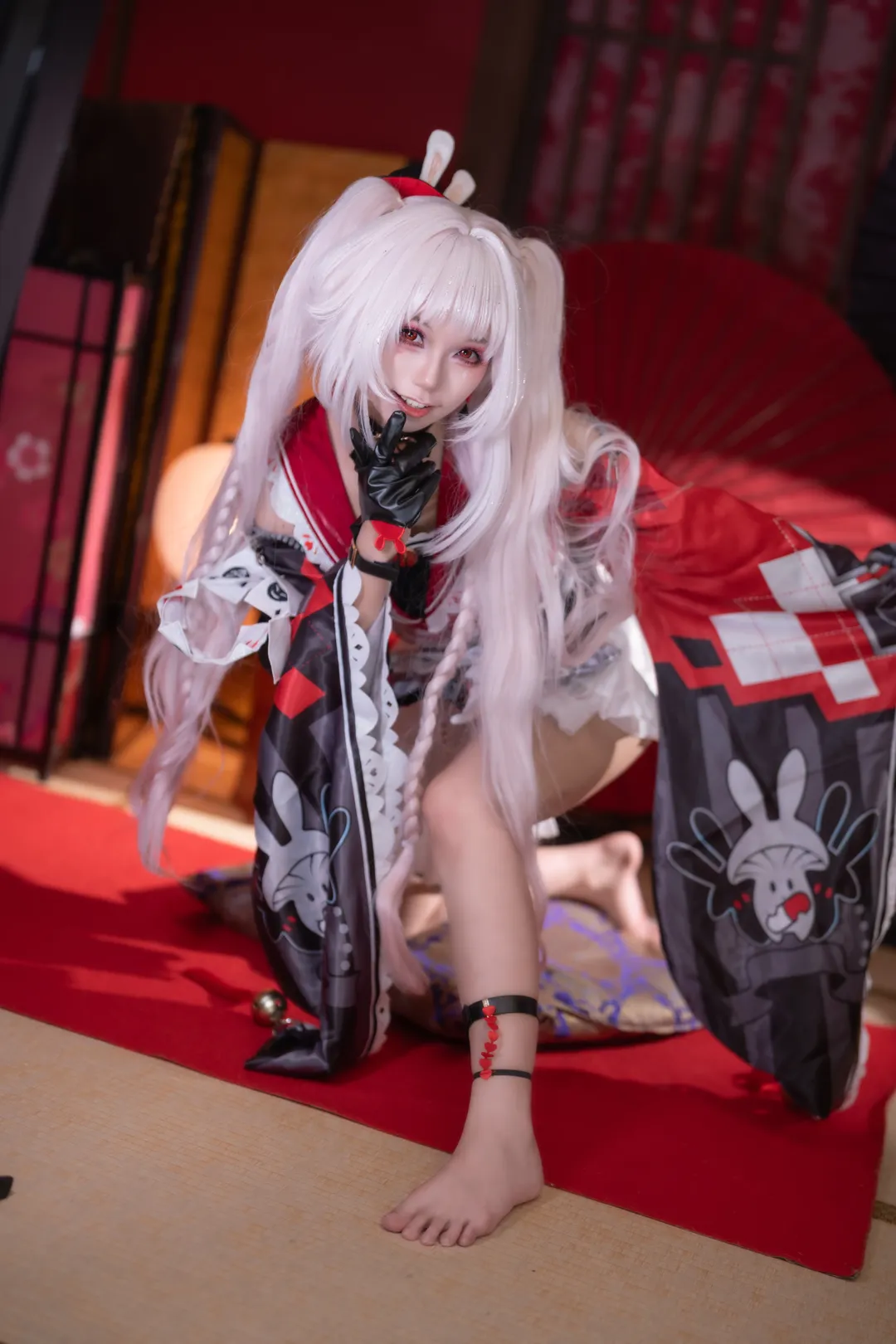 【火花cos】崩坏星穹铁道，和风兔耳红白双马尾的拍摄记录 - 第 2 张