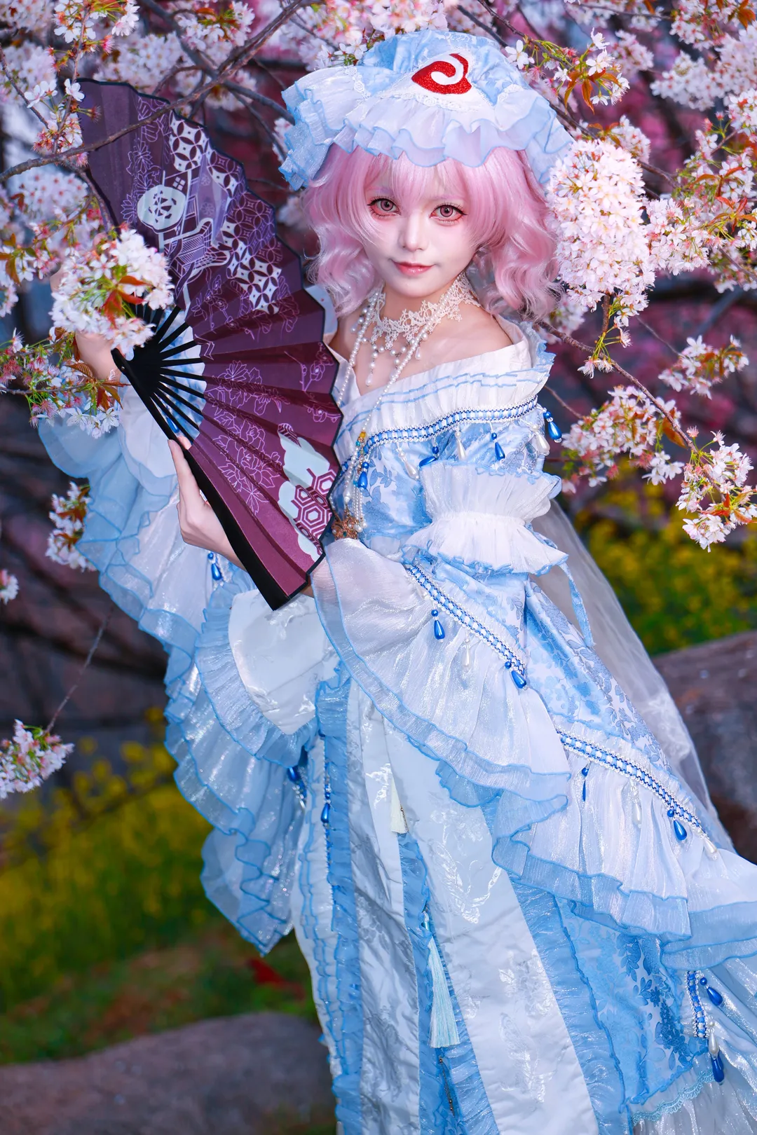 【西行寺幽幽子cos】东方project樱花下的精致还原