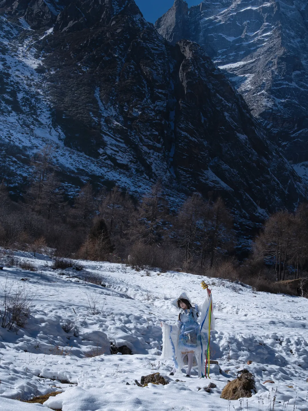 【博丽灵梦cos】雪原上的青色巫女，东方project旅拍 - 第 2 张