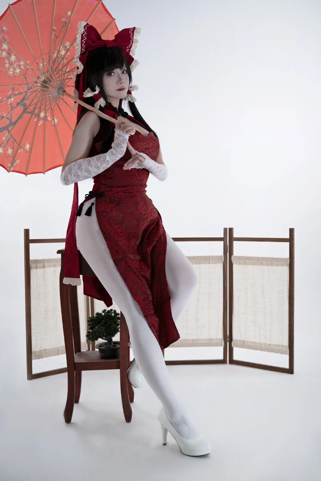 【博丽灵梦cos】东方Project，穿改良红旗袍的巫女和迟来的奉纳