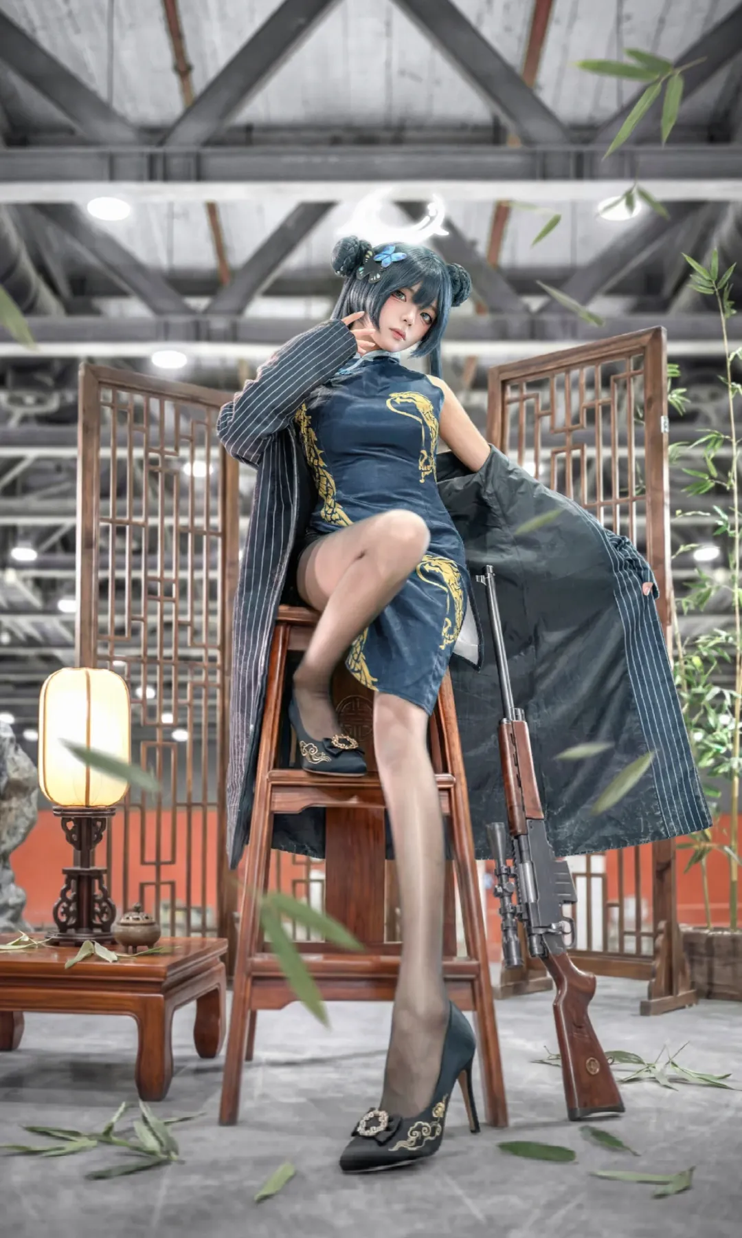 【妃咲cos】蔚蓝档案里的旗袍狙击手，元旦萤火虫漫展场照