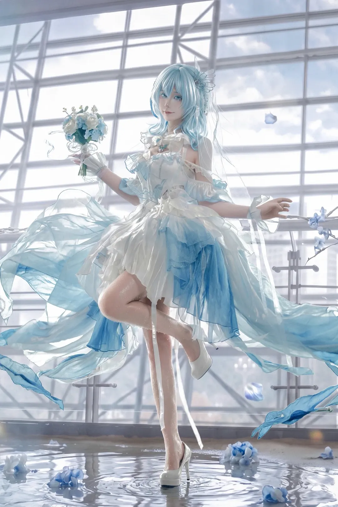 [The Shorekeeper Cosplay] Wuthering Waves Moon Tide Star Veil: A Cool Water-Glow Bride - Image 1