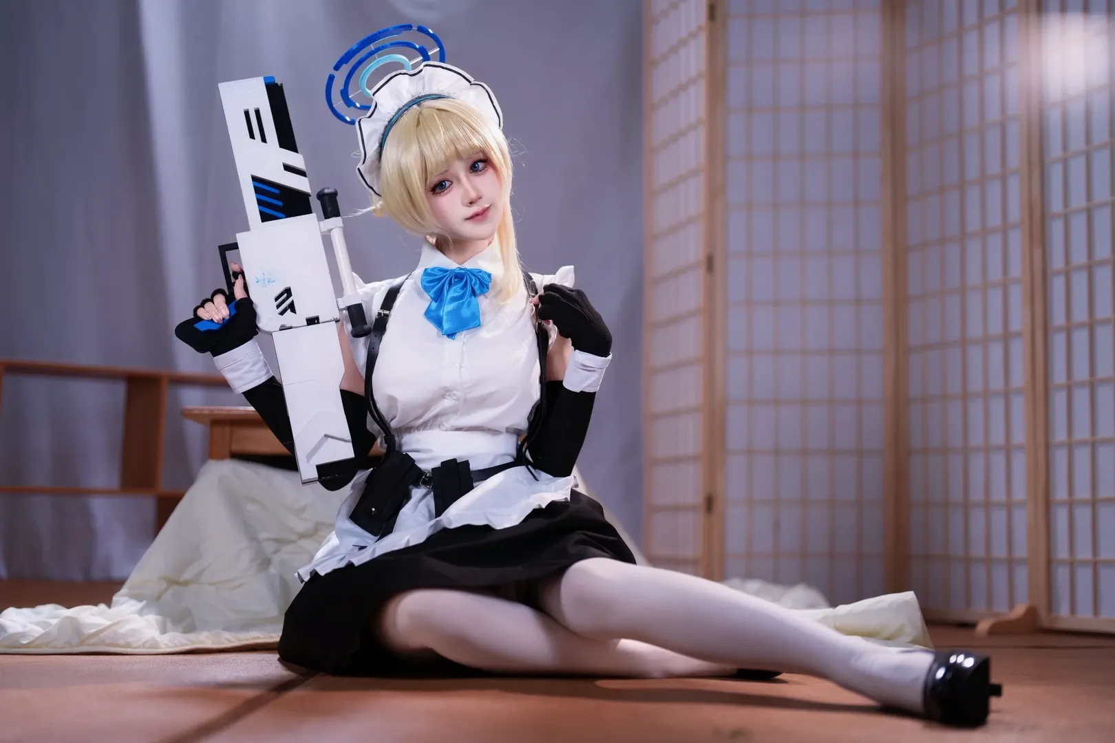 【Asuma Toki cosplay】Blue Archive's Tactical Maid with White Stockings and High Heels - Image 5