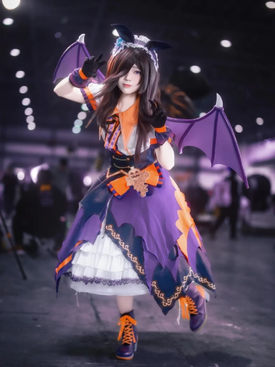 【米浴cos】赛马娘万圣节小恶魔紫裙造型 - 第 1 张