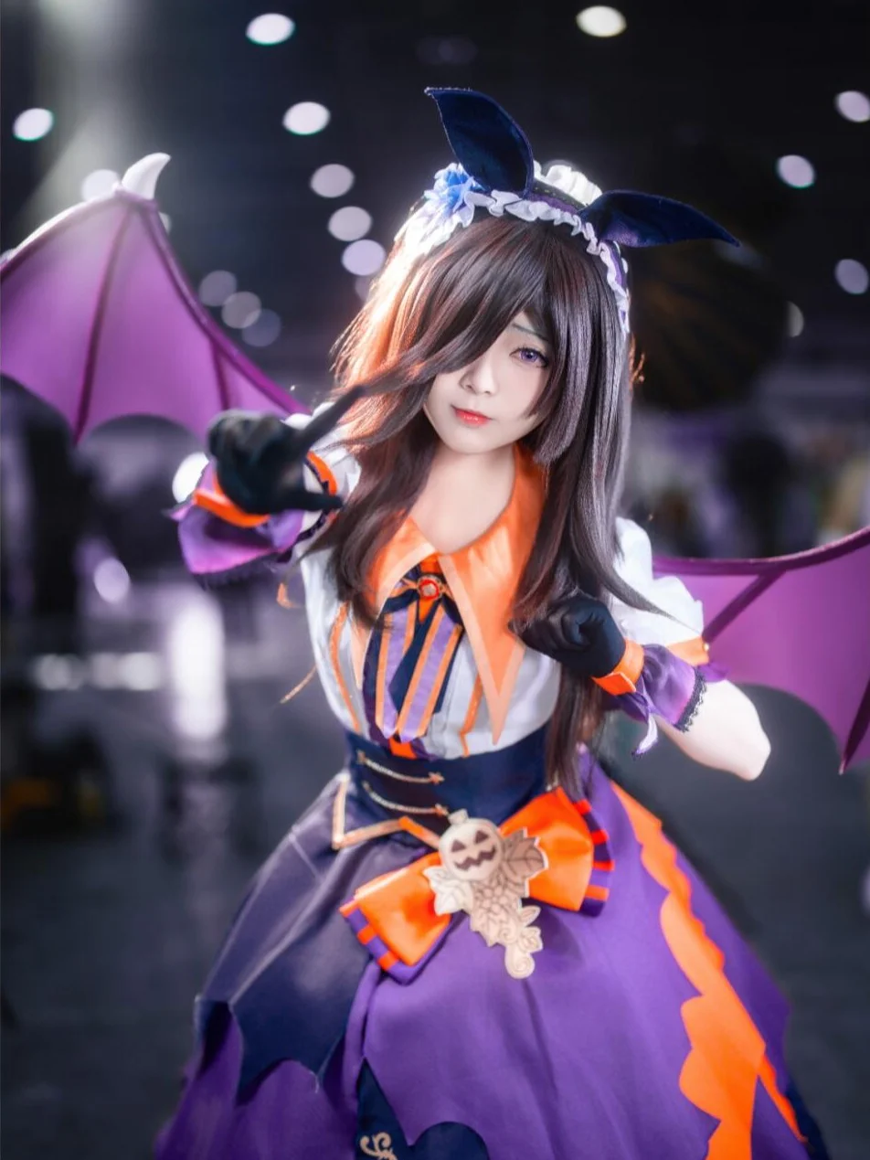 【米浴cos】赛马娘万圣节小恶魔紫裙造型 - 第 3 张