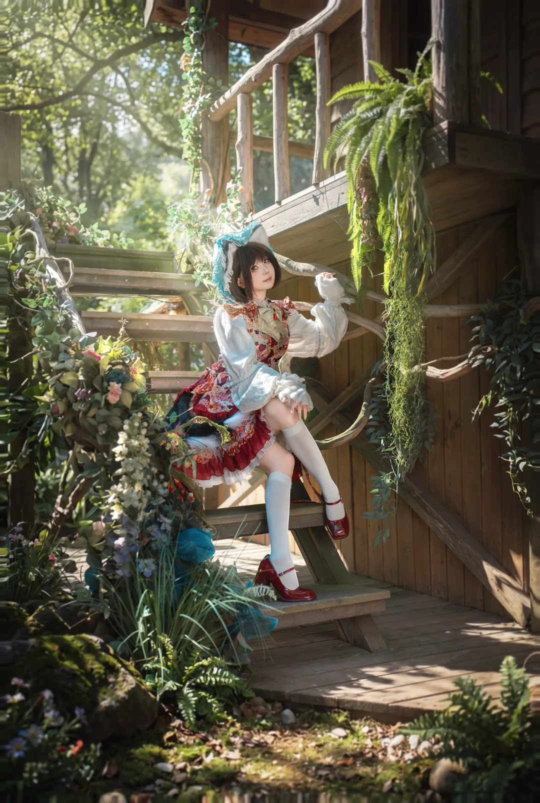 【八云橙cos】阳光木屋里的毛茸茸猫娘