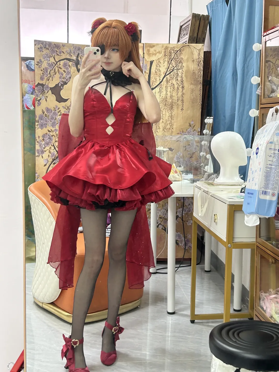 【明日香cos】新世纪福音战士NIKKE联动红裙，真实测评与穿搭分享 - 第 2 张