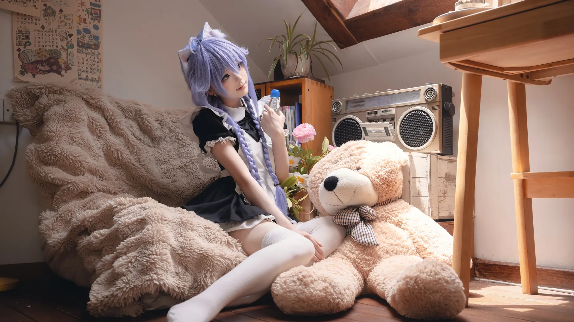 【洛琪希cos】无职转生，慵懒的阁楼女仆装日常 - 第 2 张