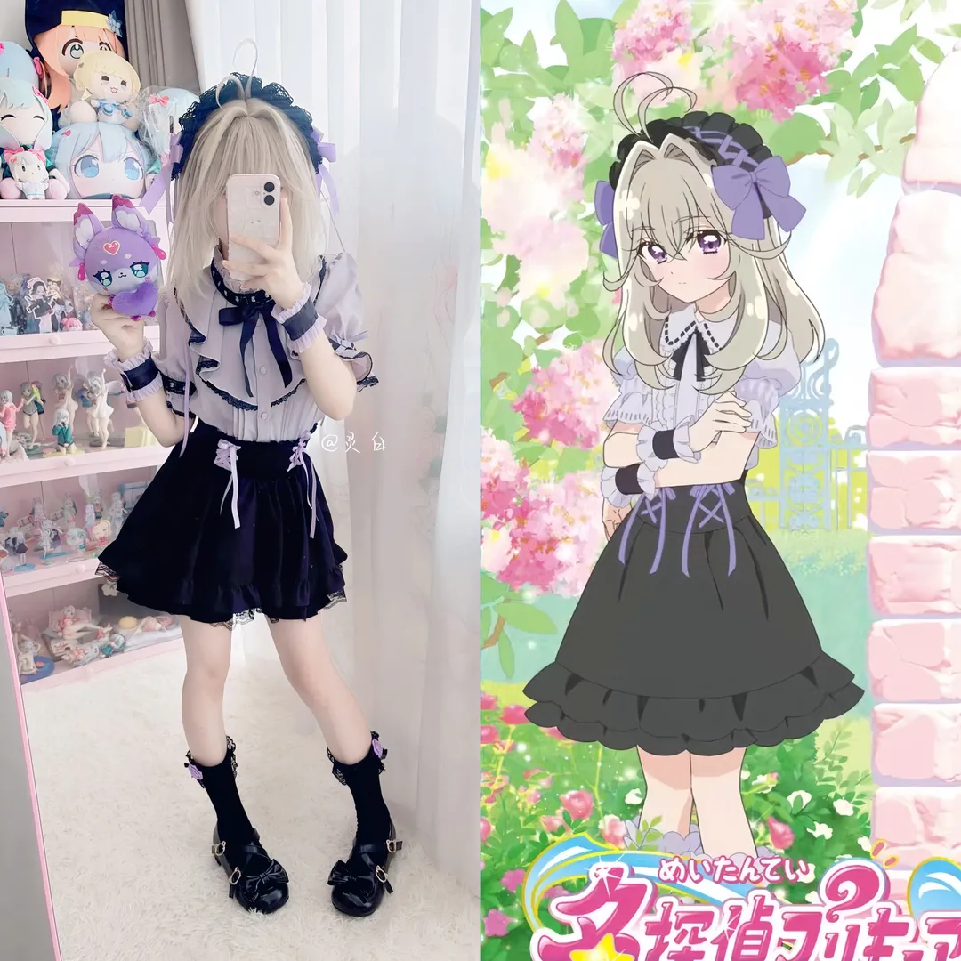 【森亜るるか コスプレ】『名探偵プリキュア！』ガーリー日常スタイル、レースドレスの着こなし記録 - 3 枚目