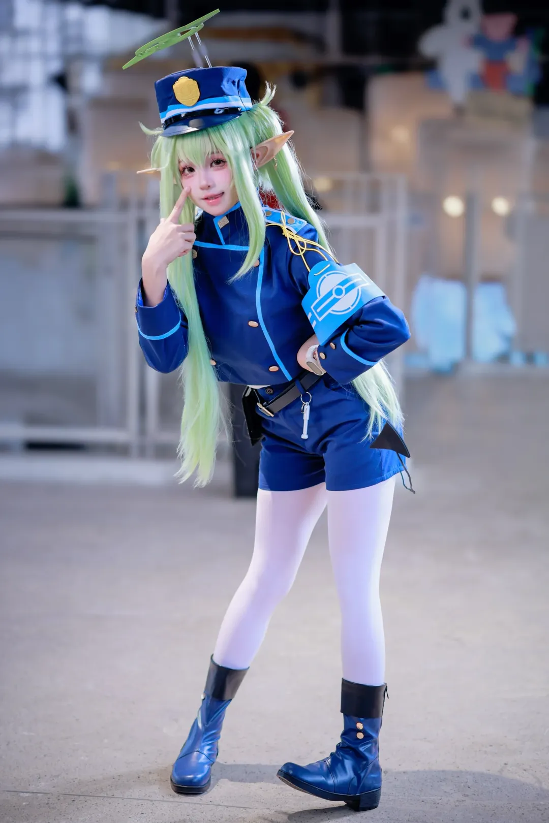 【橘望cos】南宁蔚蓝档案only2.0现场，这身宝蓝色制服真的很有精神