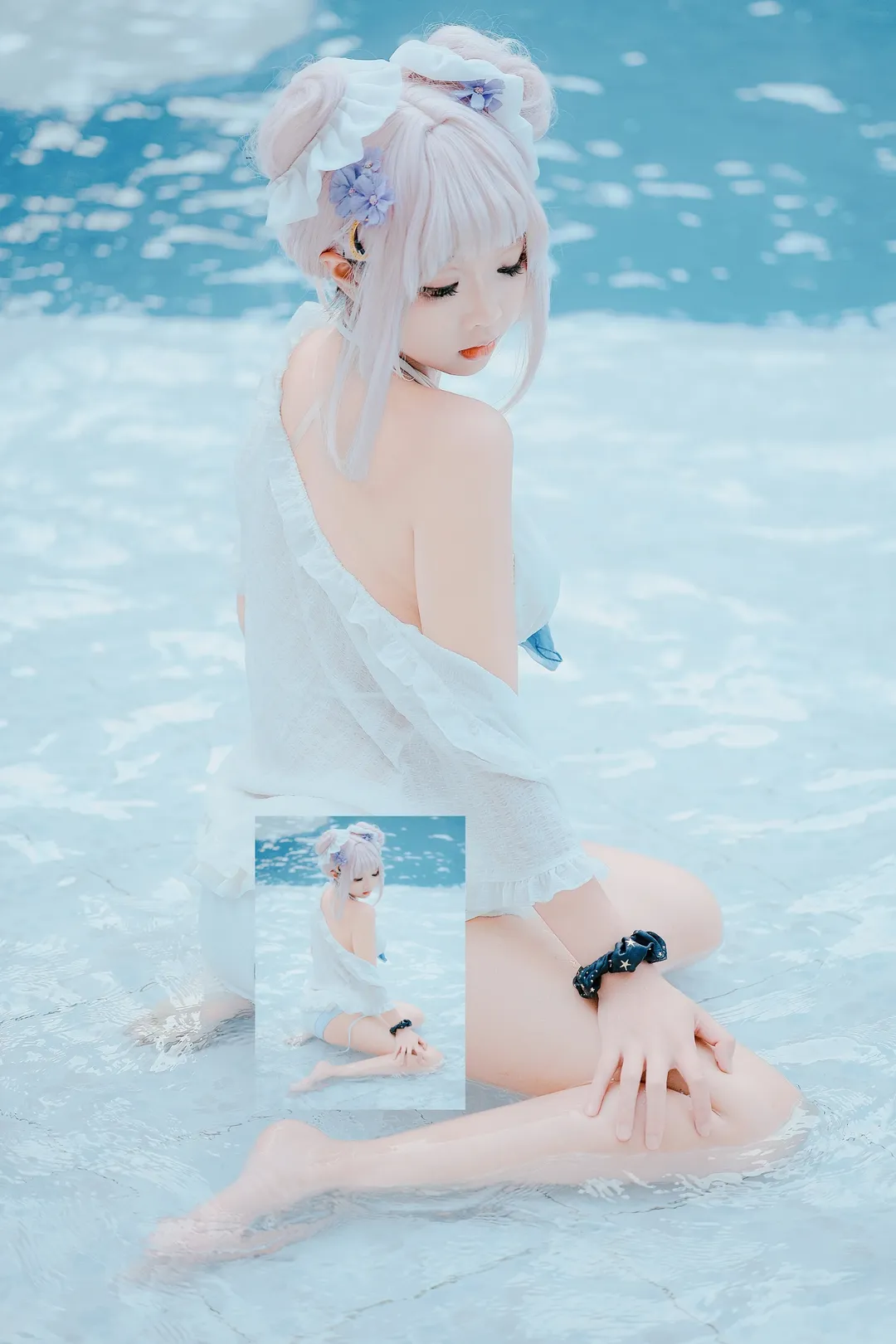 【圣园未花cos】蔚蓝档案的夏日泳池清凉战记 - 第 3 张