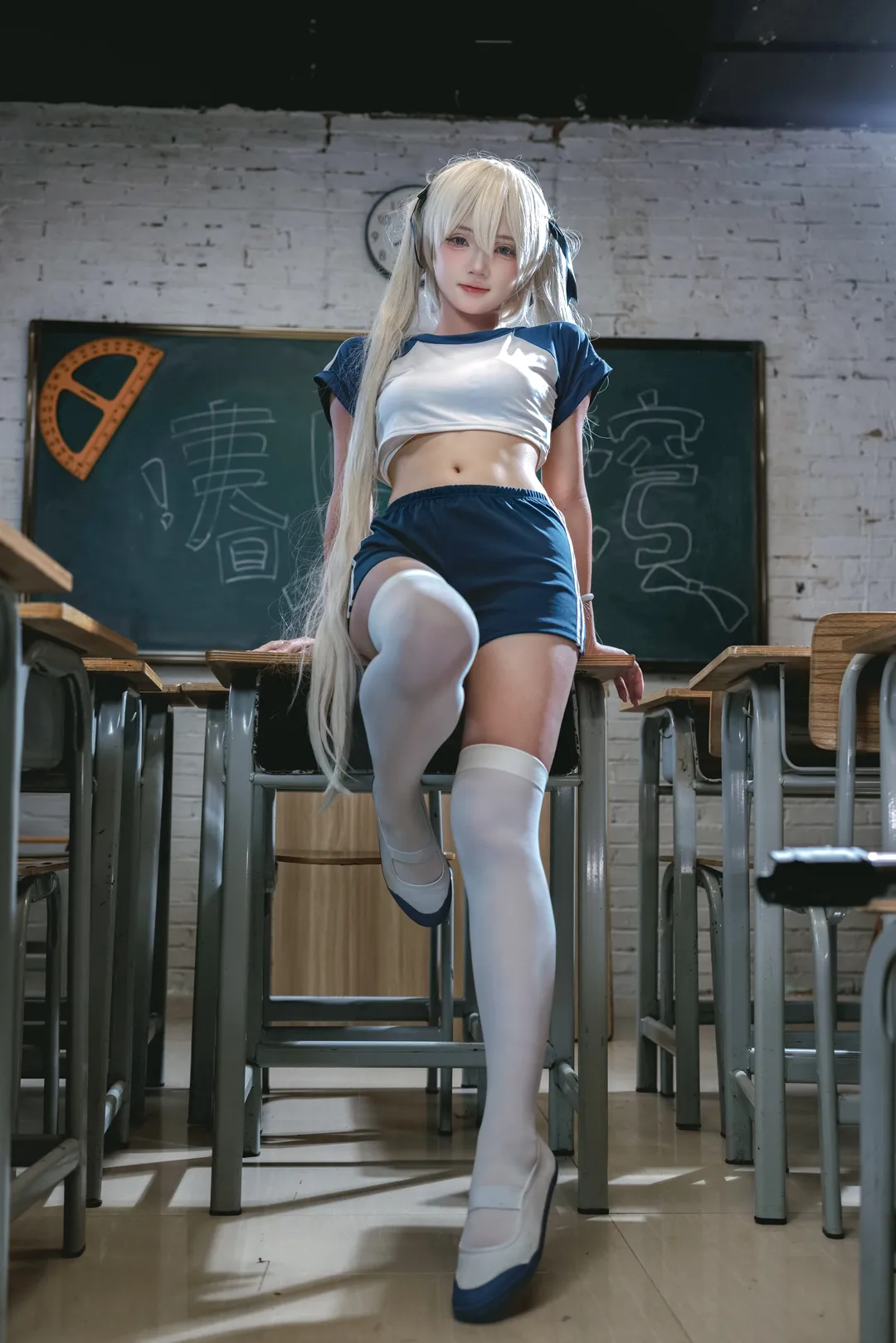 【春日野穹cos】缘之空校园体操服的白丝青春时刻 - 第 1 张