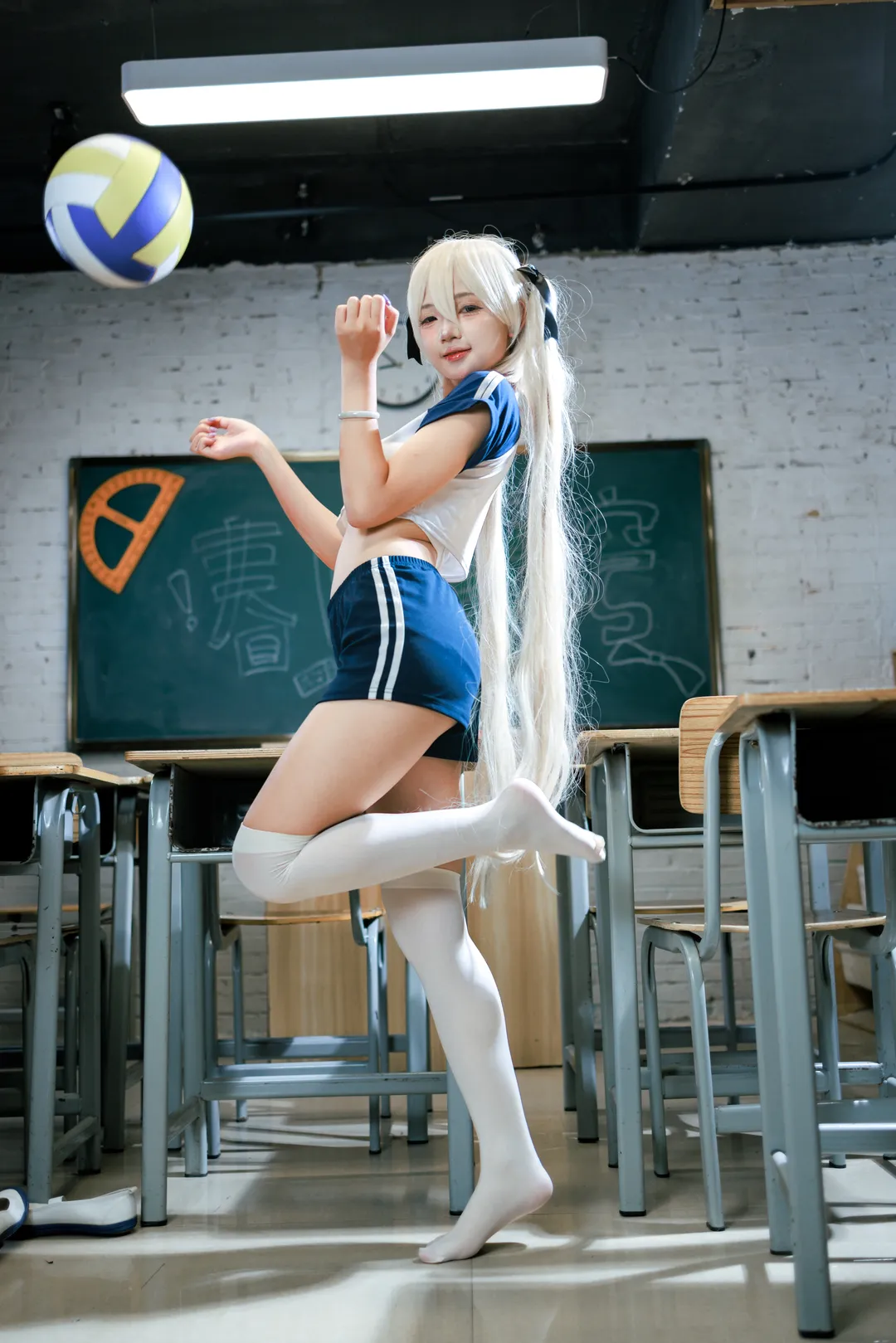 【春日野穹cos】缘之空校园体操服的白丝青春时刻 - 第 2 张