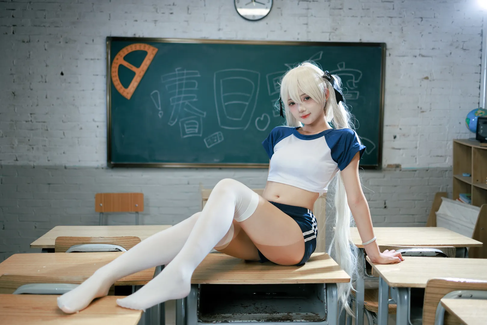 【春日野穹cos】缘之空校园体操服的白丝青春时刻