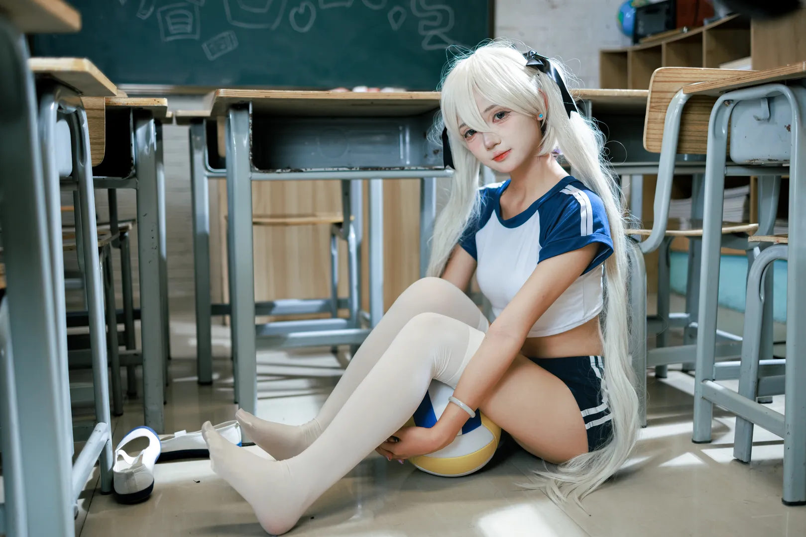 【春日野穹cos】缘之空校园体操服的白丝青春时刻 - 第 4 张