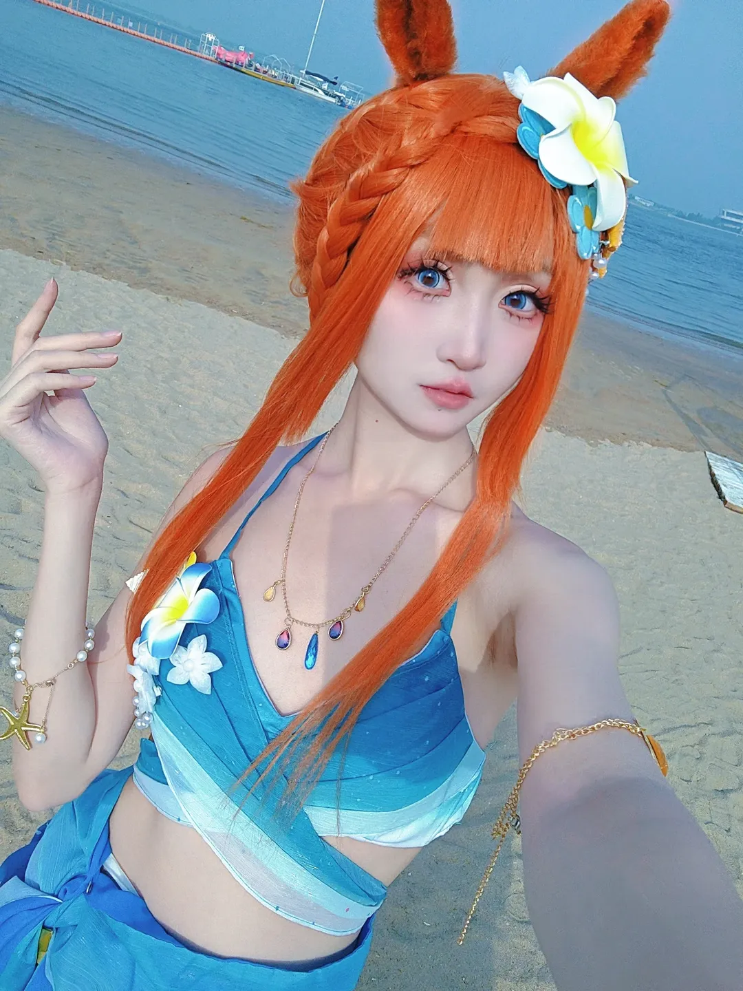【无声铃鹿cos】赛马娘 海滩边夏日的真实光影 - 第 1 张