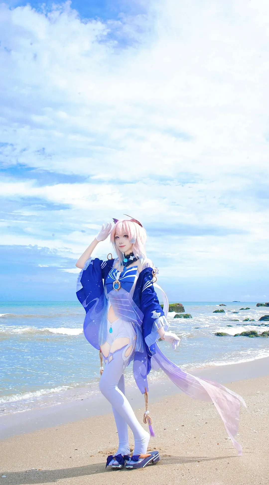 【珊瑚宫心海cos】海风与沙滩，原神角色外景分享