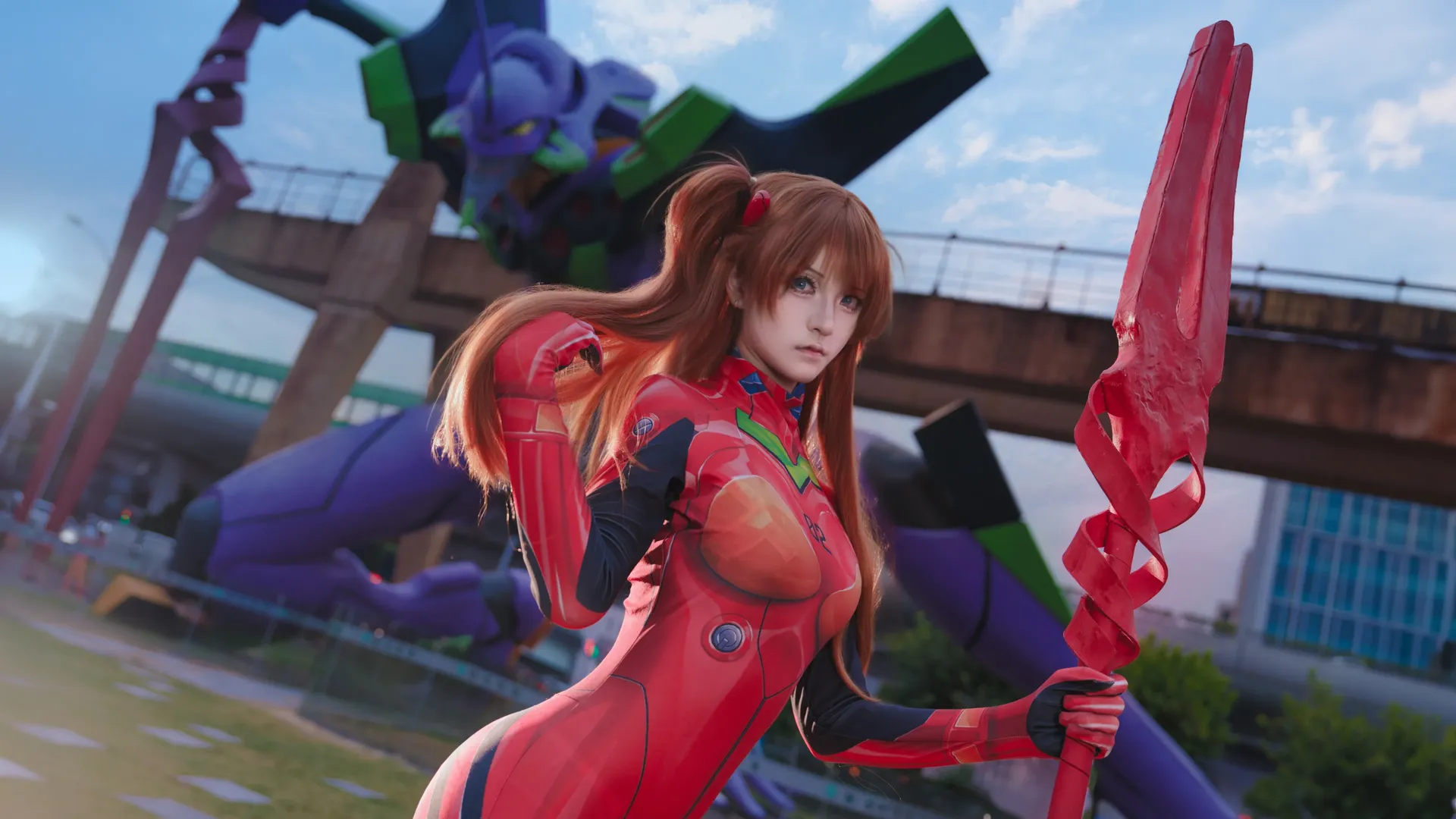 【明日香cos】新世纪福音战士 EVA 初号机前的红衣战斗 - 第 2 张