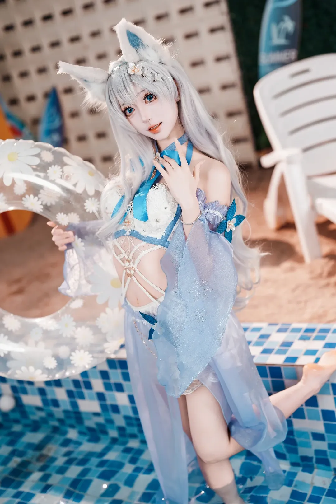 【信浓cos】碧蓝航线的夏日回响，池畔的轻浪与白狐