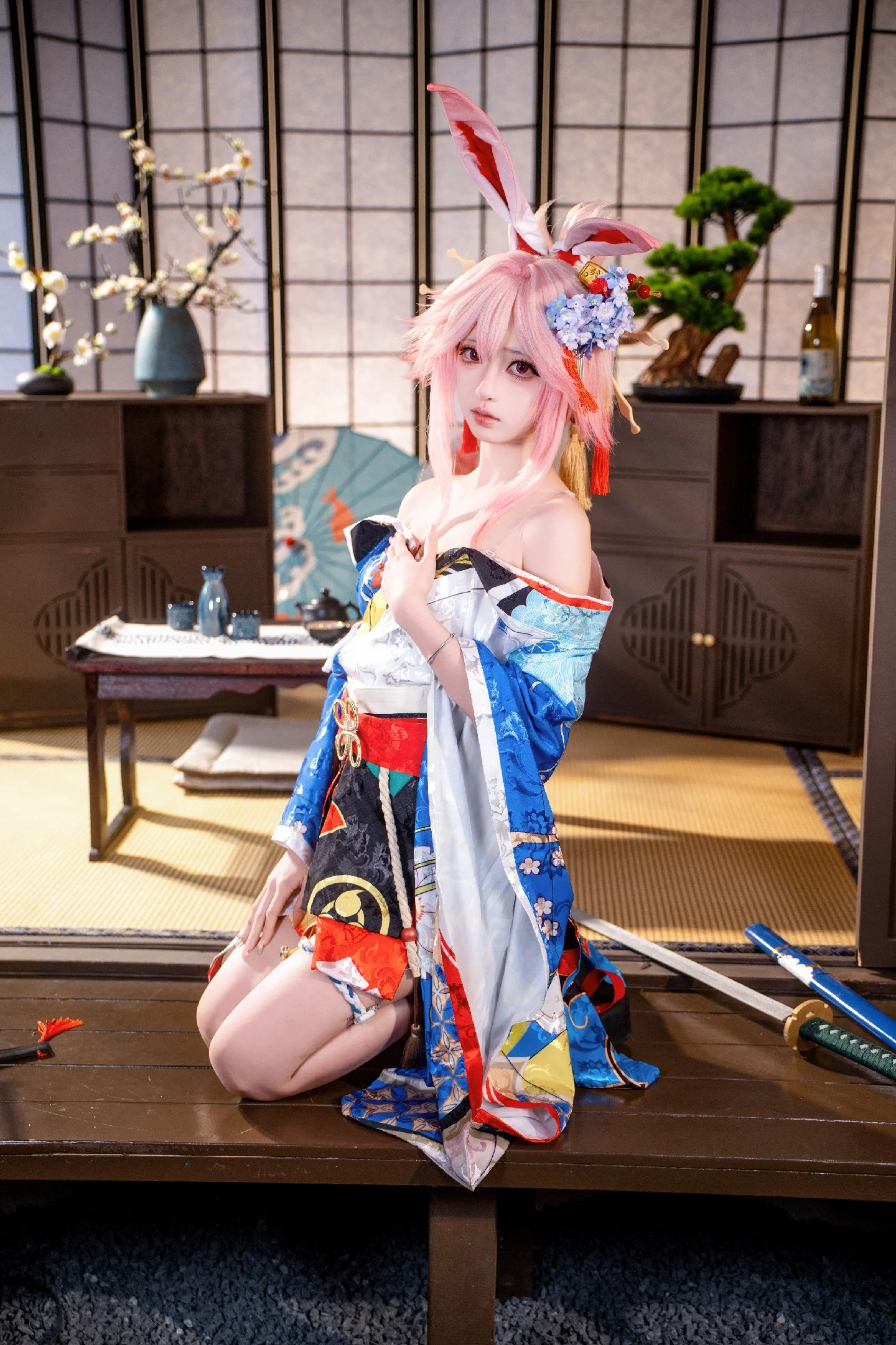 【八重樱cos】樱花落尽的刀光与和室风情 - 第 4 张