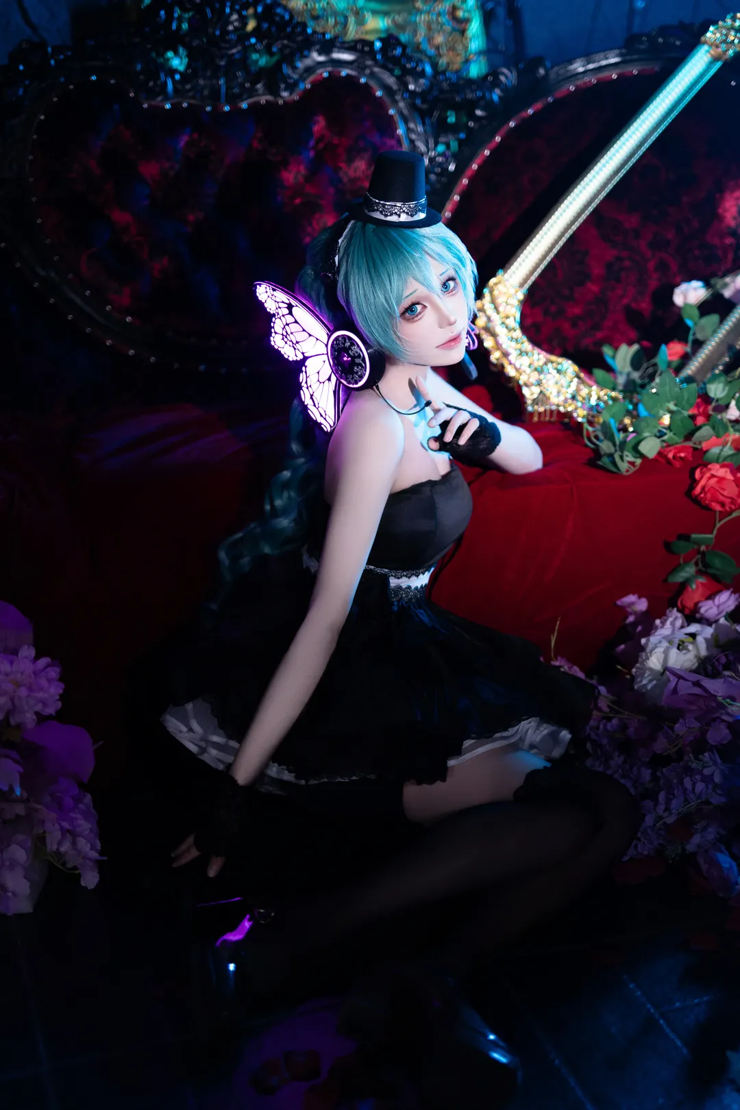 【初音未来cos】Magnet哥特风黑裙与蝶光耳机的摄影记录 - 第 3 张