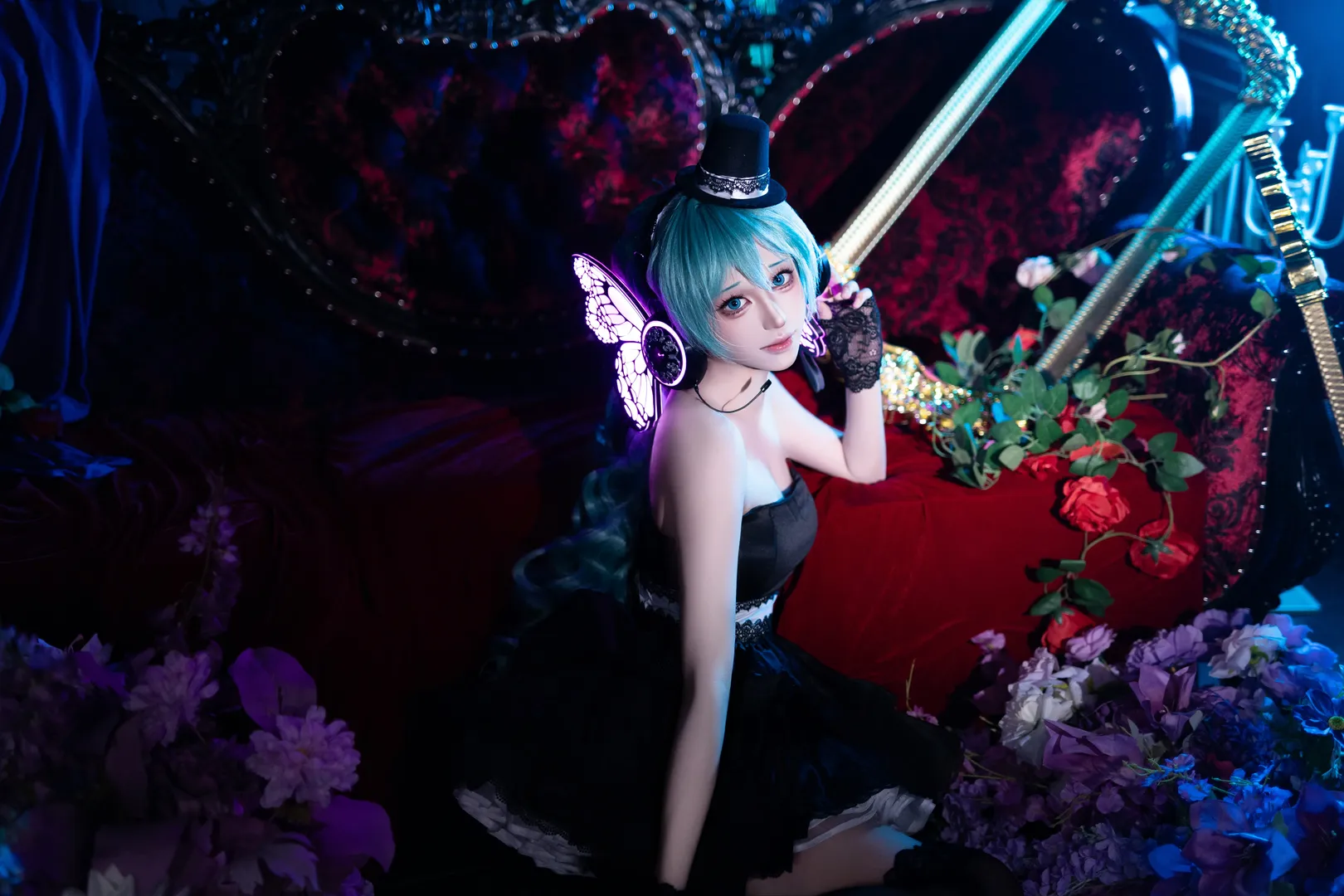 【初音未来cos】Magnet哥特风黑裙与蝶光耳机的摄影记录 - 第 4 张