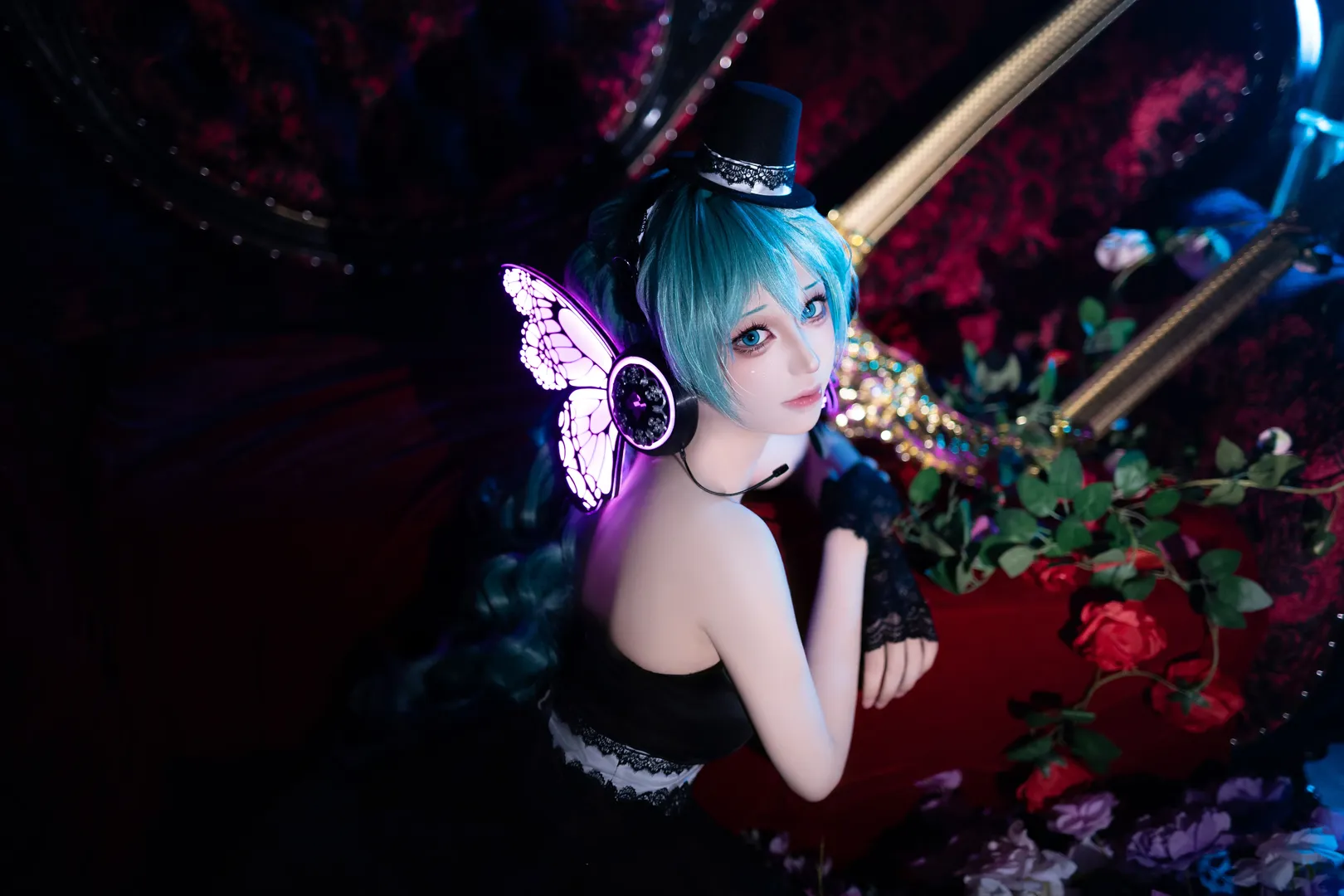 【初音未来cos】Magnet哥特风黑裙与蝶光耳机的摄影记录 - 第 7 张