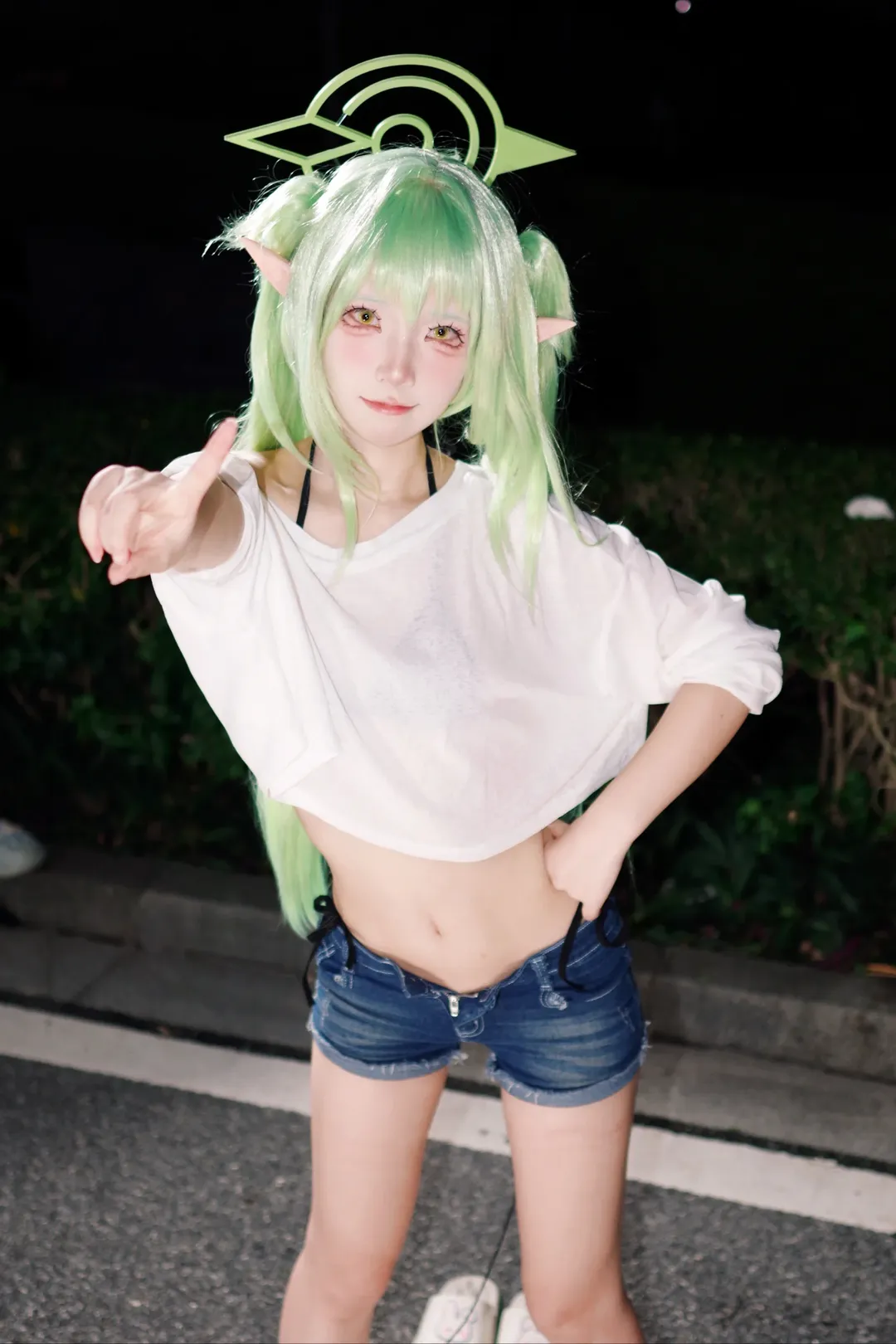 【橘望cos】蔚蓝档案铁道双子夜拍，休闲清爽风