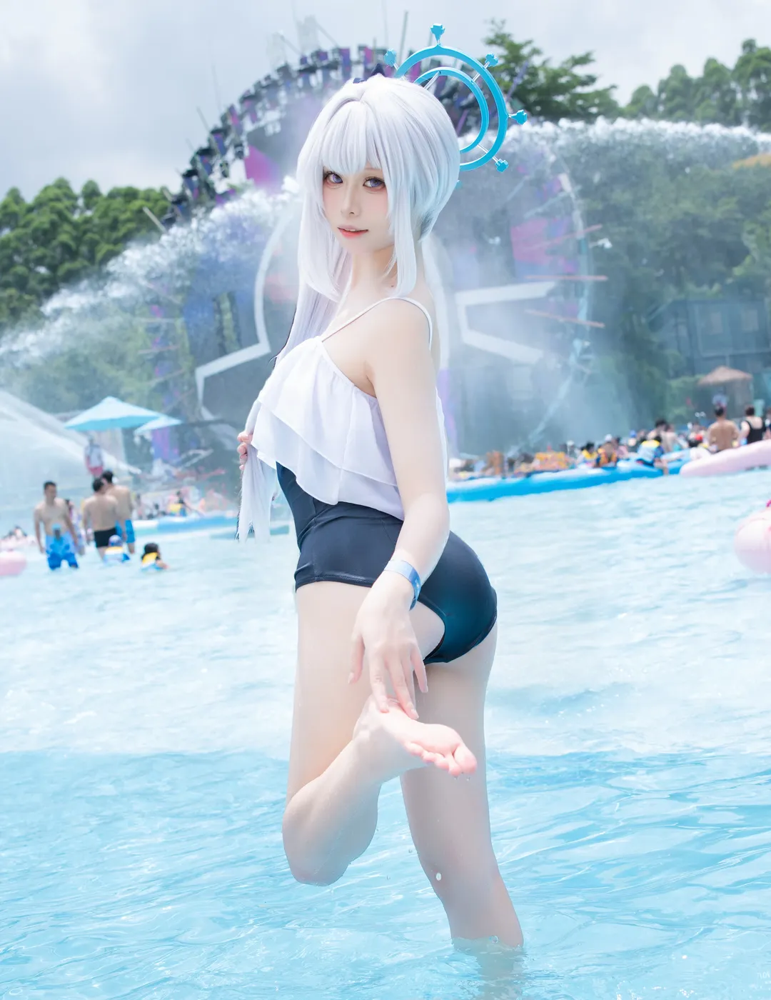 【月雪宫子cos】蔚蓝档案，长隆水上乐园泳装实拍记录 - 第 1 张
