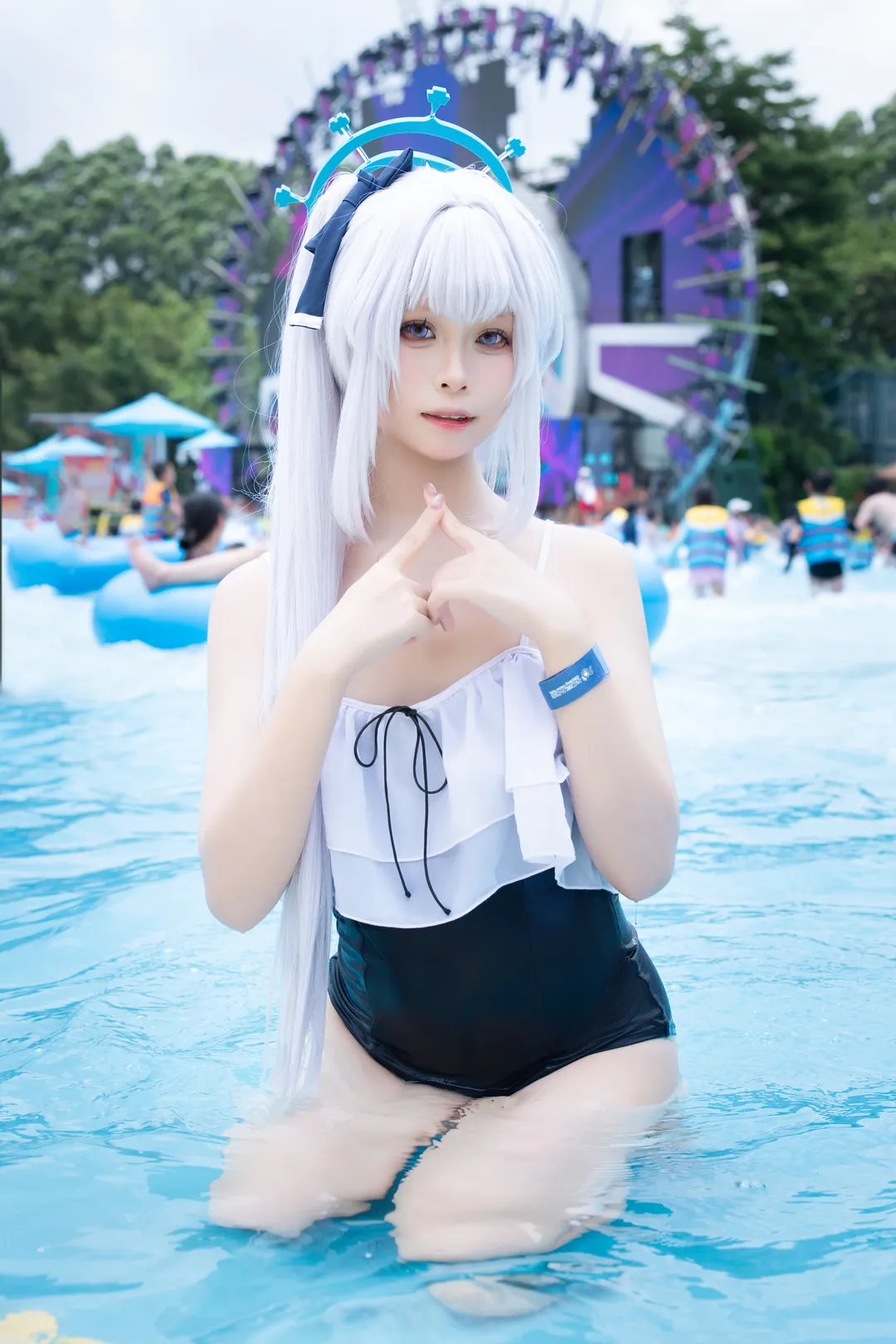 【月雪宫子cos】蔚蓝档案，长隆水上乐园泳装实拍记录