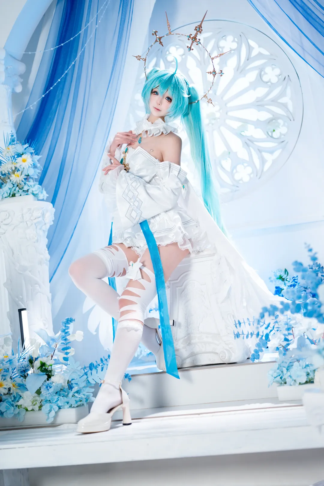 【初音未来cos】落入凡间的纯白天使 - 第 1 张