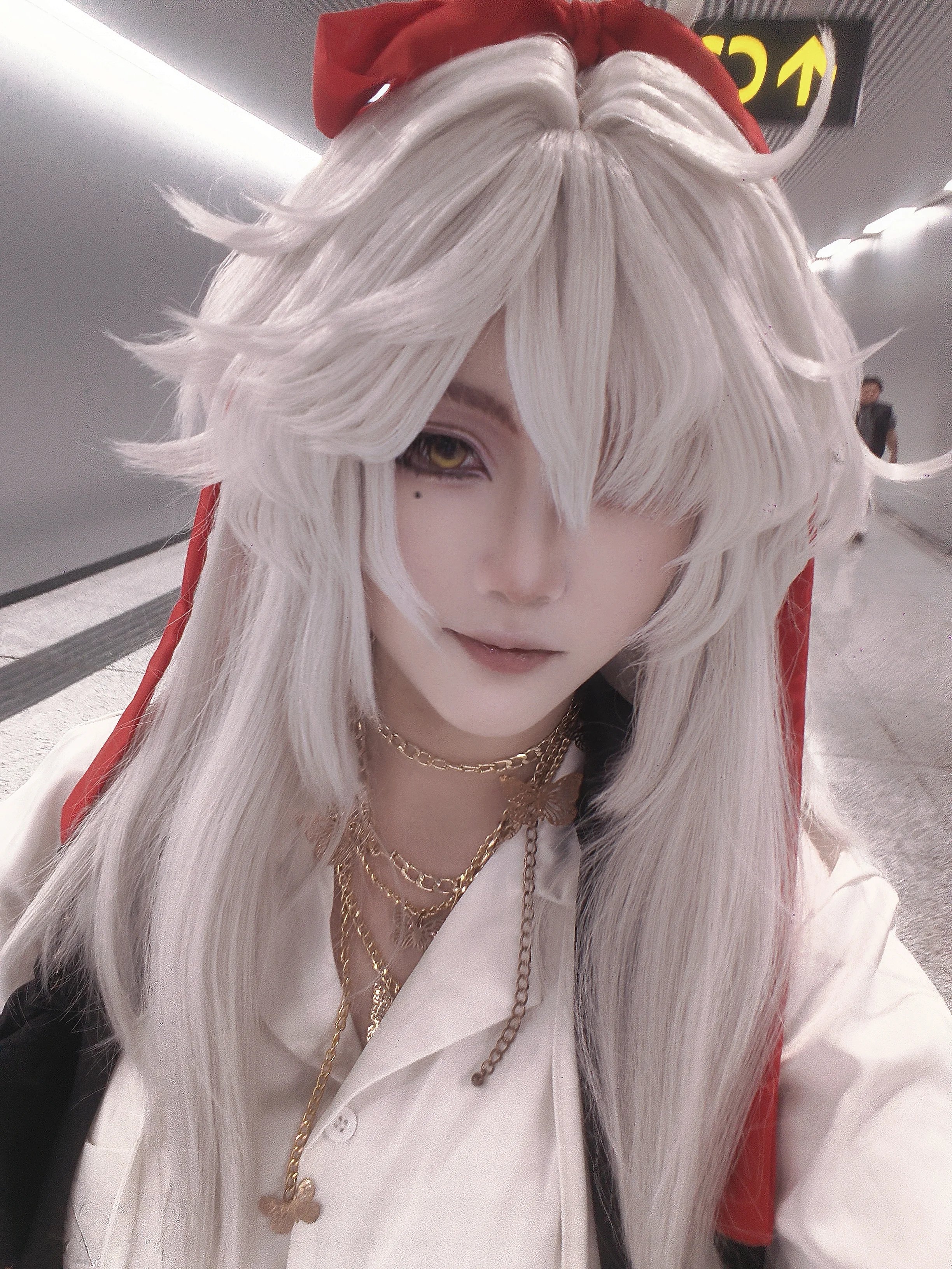 [Jing Yuan cosplay] Heading to Tianfu Red: General's outing day with white hair and red silk ribbon - Image 1