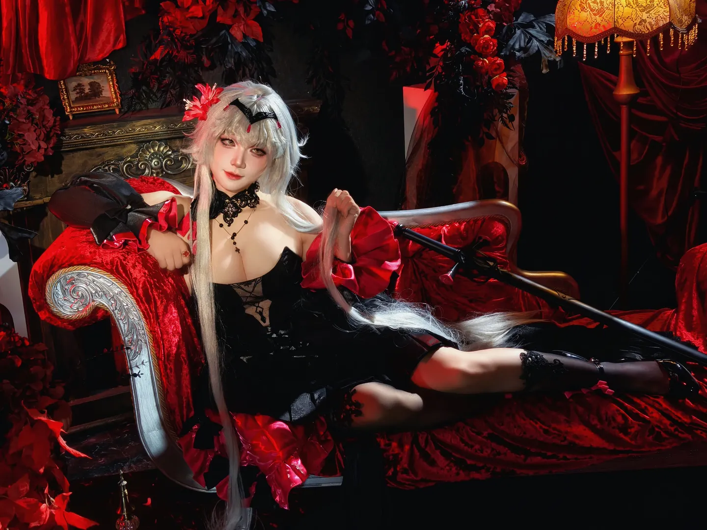 【黑贞cos】FGO里的暗黑圣女，红黑哥特风格写真 - 第 6 张