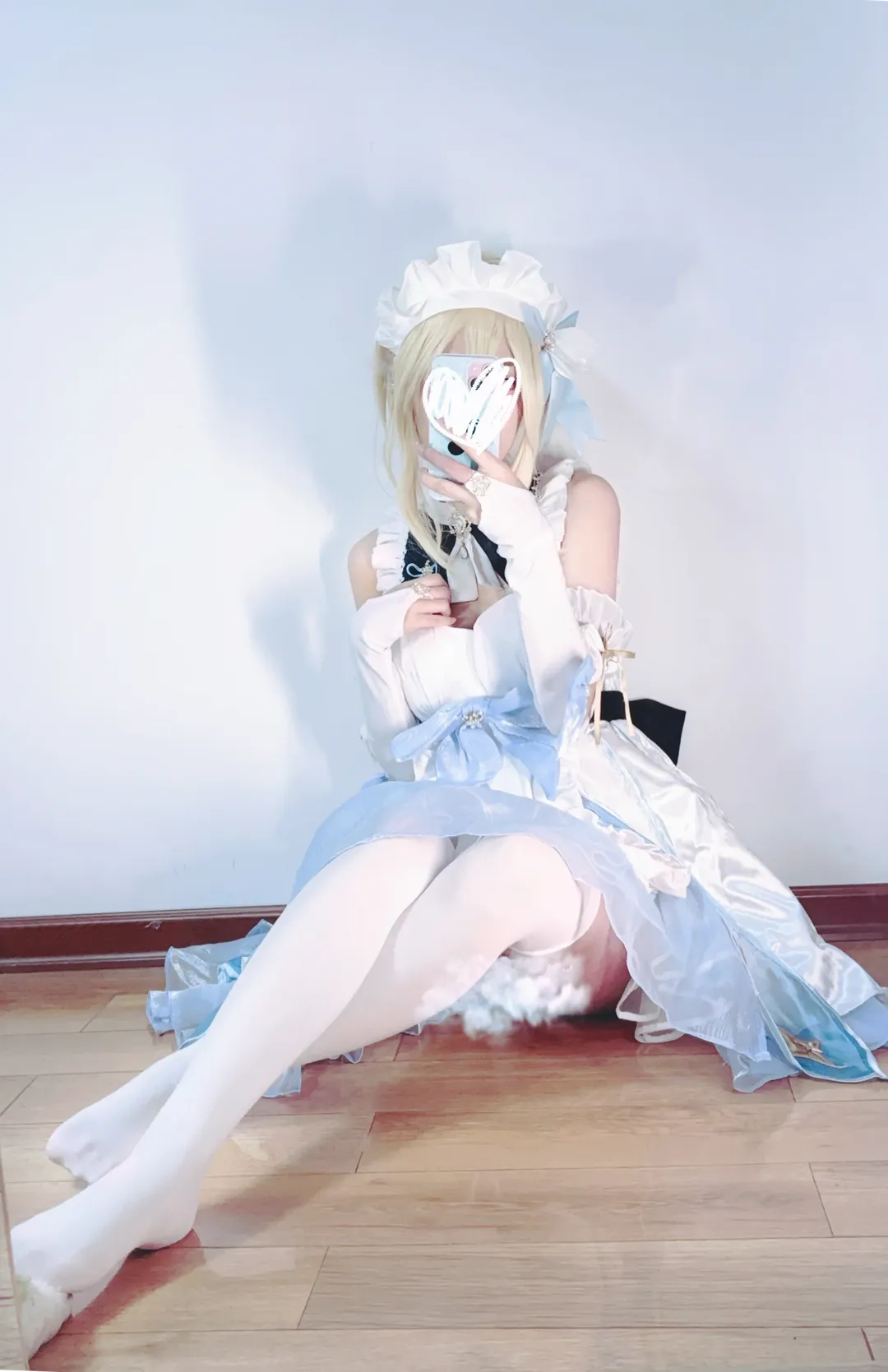 【荧cos】原神女仆装，白丝与蓝纱的温柔演绎