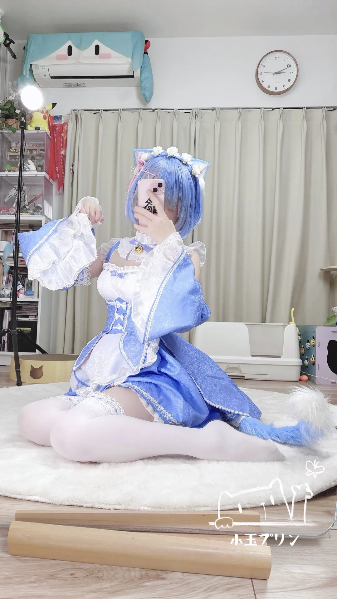 【蕾姆cos】从零开始的异世界生活，蓝色女仆装与白丝的情人节 - 第 2 张
