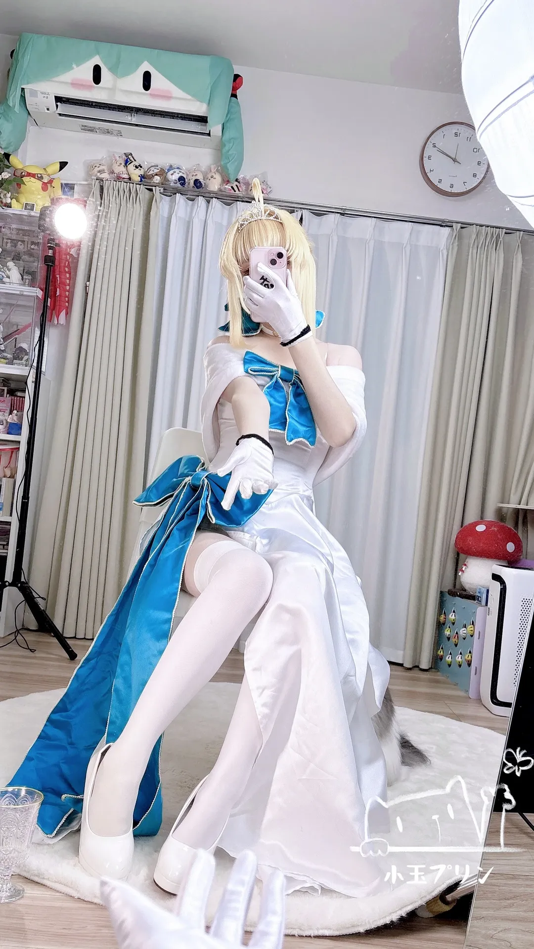 【阿尔托莉雅cos】Fate系列白裙礼服居家棚拍记录