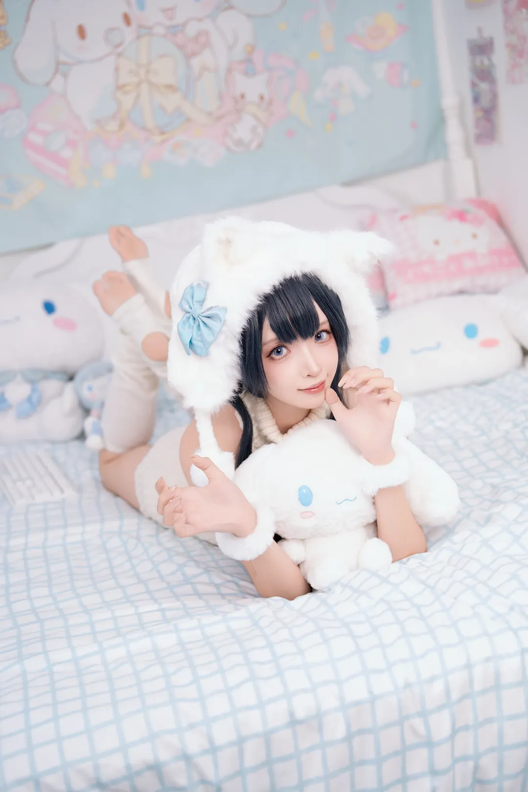 碧蓝航线风白色毛绒兽耳装，清爽二次元日常感